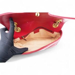 Matelasse Small GG Marmont Shoulder Bag Hibiscus Red