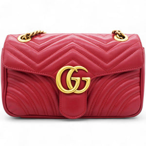 Matelasse Small GG Marmont Shoulder Bag Hibiscus Red