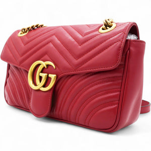 Matelasse Small GG Marmont Shoulder Bag Hibiscus Red