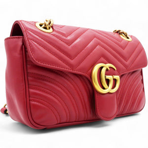 Matelasse Small GG Marmont Shoulder Bag Hibiscus Red
