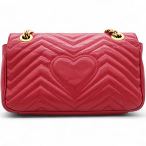 Matelasse Small GG Marmont Shoulder Bag Hibiscus Red