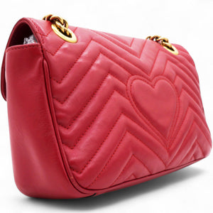 Matelasse Small GG Marmont Shoulder Bag Hibiscus Red
