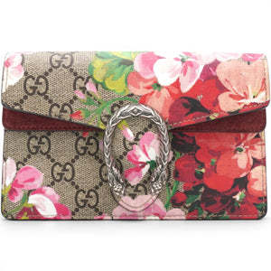 Pink/Beige GG Supremes Canvas Super Micro Blooms Dionysus Chain Bag