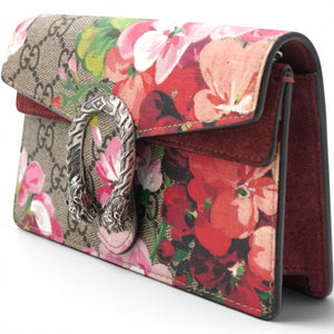 Pink/Beige GG Supremes Canvas Super Micro Blooms Dionysus Chain Bag