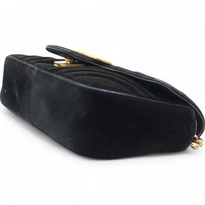 Velvet Matelasse Mini GG Marmont Shoulder Bag Black