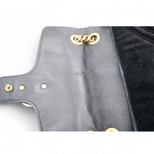 Velvet Matelasse Small GG Marmont Shoulder Bag Black