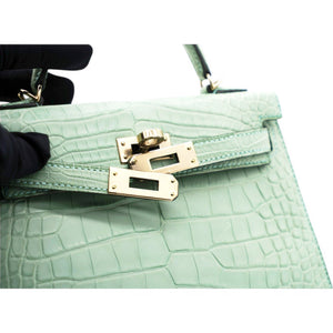 Kelly Mini Alligator Matte Vert d´Eau