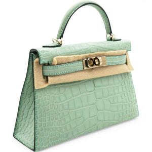 Kelly Mini Alligator Matte Vert d´Eau