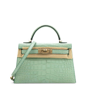 Kelly Mini Alligator Matte Vert d´Eau