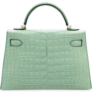Kelly Mini Alligator Matte Vert d´Eau