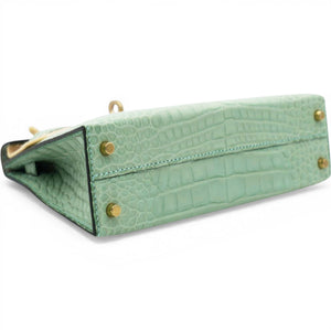 Kelly Mini Alligator Matte Vert d´Eau