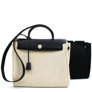 Black, Beige Canvas and Leather 2-in-1 Herbag 31