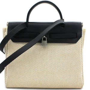 Black, Beige Canvas and Leather 2-in-1 Herbag 31
