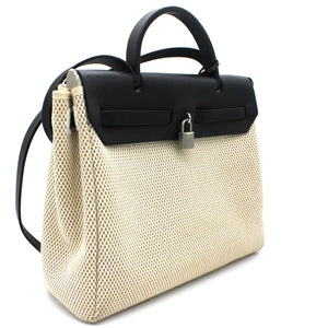 Black, Beige Canvas and Leather 2-in-1 Herbag 31
