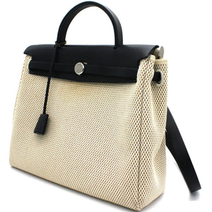 Black, Beige Canvas and Leather 2-in-1 Herbag 31