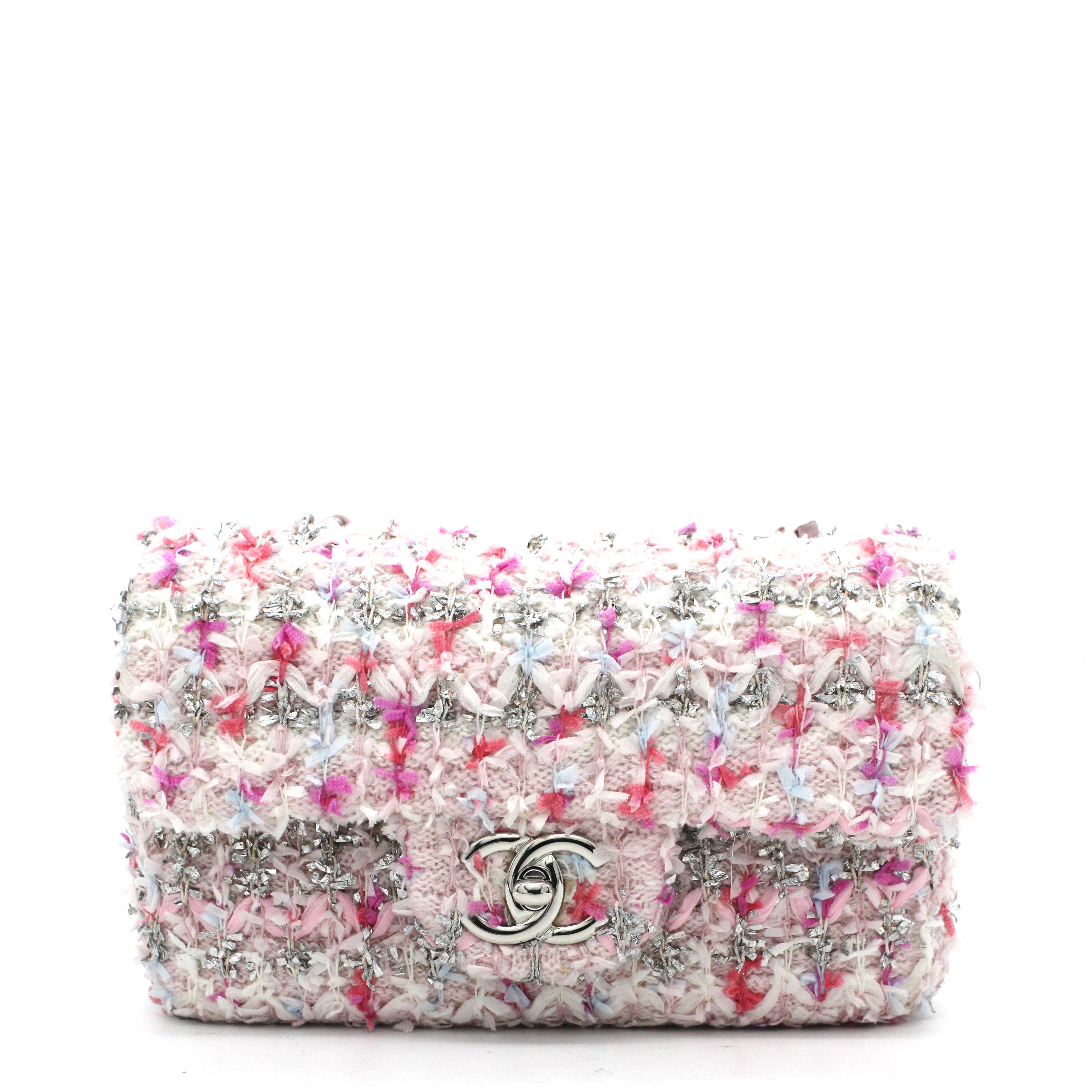 Classic Single Mini Flap Bag Quilted Tweed and Ribbon