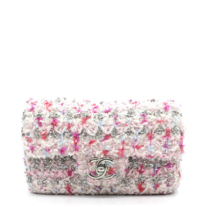 Classic Single Mini Flap Bag Quilted Tweed and Ribbon