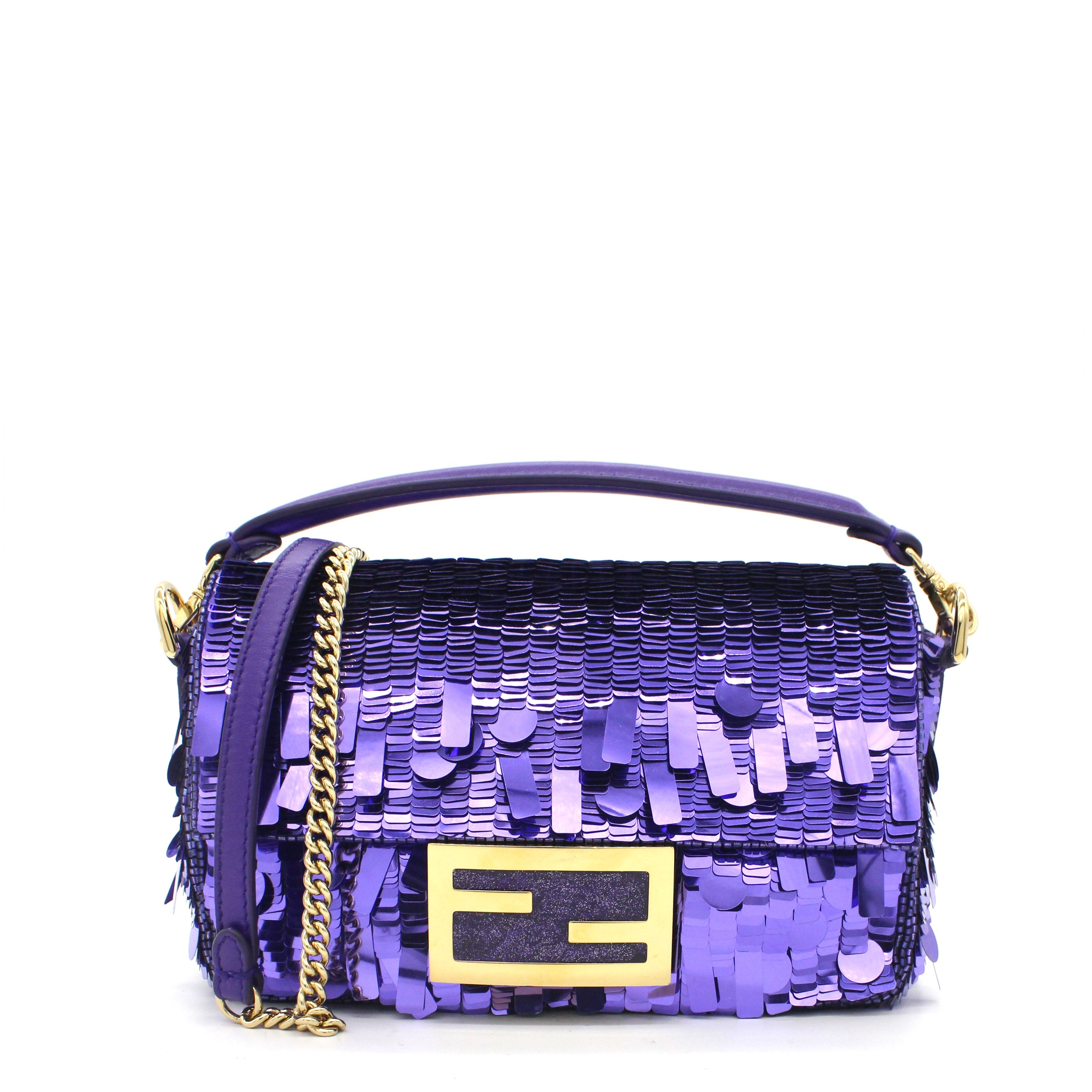 Sequin Baguette Mini Bag Purple