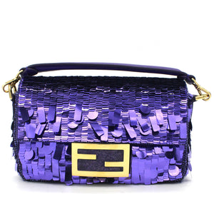 Sequin Baguette Mini Bag Purple