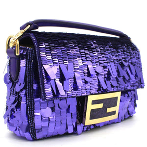 Sequin Baguette Mini Bag Purple