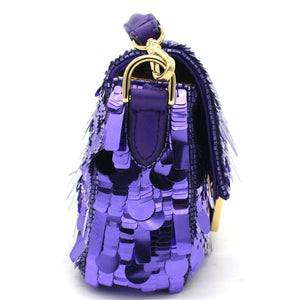 Sequin Baguette Mini Bag Purple