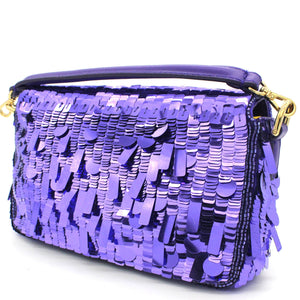 Sequin Baguette Mini Bag Purple