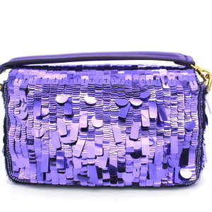 Sequin Baguette Mini Bag Purple