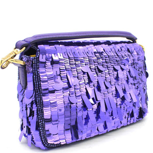 Sequin Baguette Mini Bag Purple