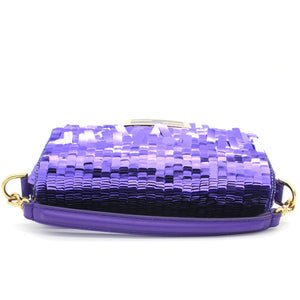 Sequin Baguette Mini Bag Purple