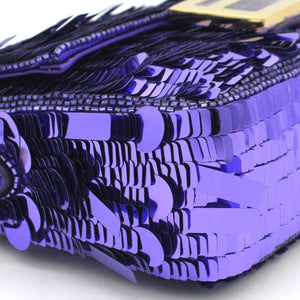Sequin Baguette Mini Bag Purple