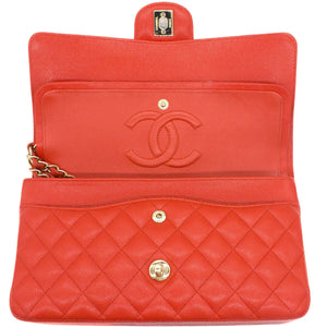 Red Quilted Caviar Leather Classic Double Flap Bag