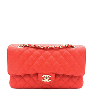 Red Quilted Caviar Leather Classic Double Flap Bag