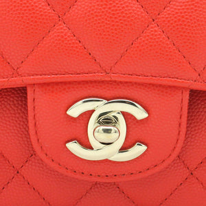 Red Quilted Caviar Leather Classic Double Flap Bag