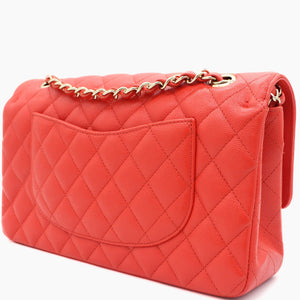 Red Quilted Caviar Leather Classic Double Flap Bag