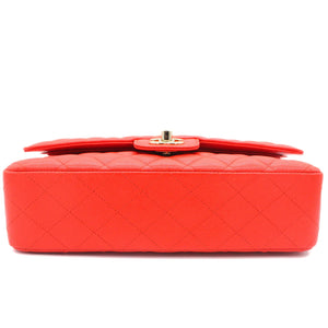 Red Quilted Caviar Leather Classic Double Flap Bag