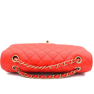 Red Quilted Caviar Leather Classic Double Flap Bag