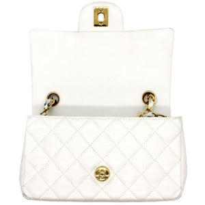 Classic Flap Mini Quilted Lambskin White