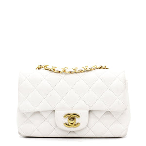 Classic Flap Mini Quilted Lambskin White