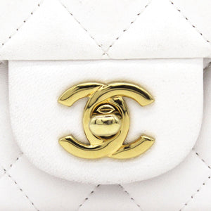 Classic Flap Mini Quilted Lambskin White