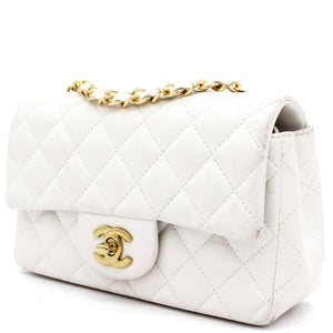 Classic Flap Mini Quilted Lambskin White