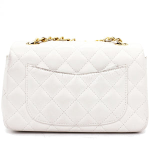 Classic Flap Mini Quilted Lambskin White