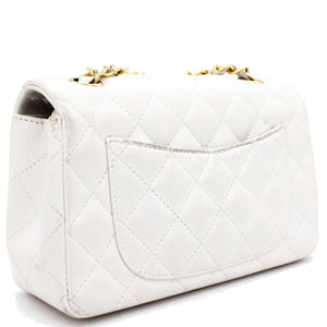 Classic Flap Mini Quilted Lambskin White