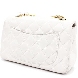Classic Flap Mini Quilted Lambskin White