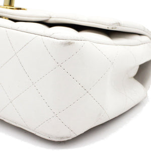 Classic Flap Mini Quilted Lambskin White