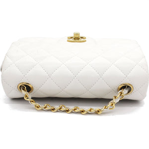 Classic Flap Mini Quilted Lambskin White