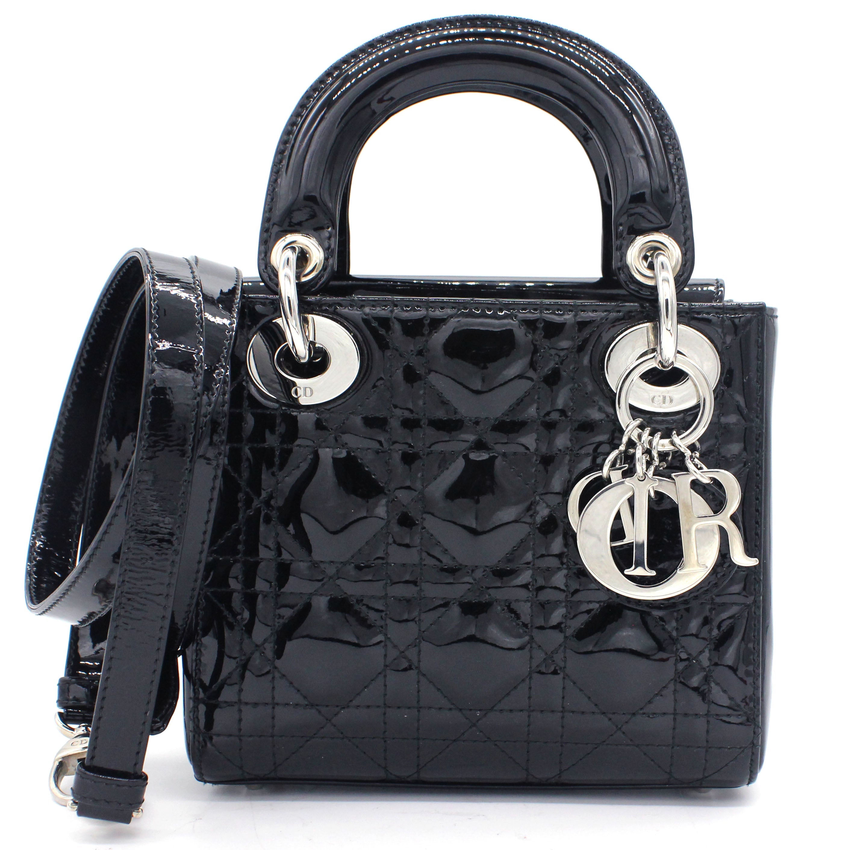 Mini Lady Dior Bag in black Patent Leather