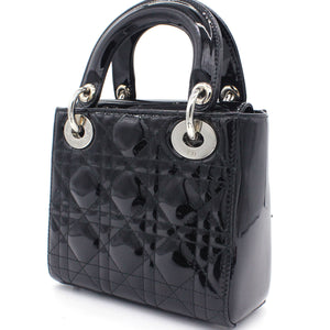 Mini Lady Dior Bag in black Patent Leather
