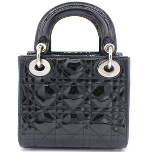 Mini Lady Dior Bag in black Patent Leather