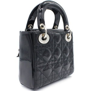 Mini Lady Dior Bag in black Patent Leather