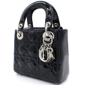 Mini Lady Dior Bag in black Patent Leather